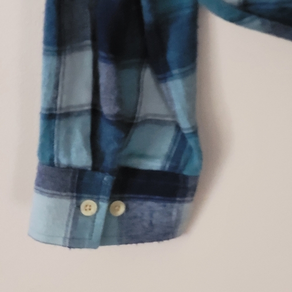 BP. Crop Flannel Button-Up Shirt in Blue Lucie Plaid NWOT - Picture 5 of 9